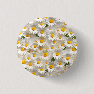 Wit 3D Daisy Naadloos Patroon Ronde Button 3,2 Cm
