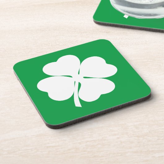 Wit 4 Leaf Shamrock Bier Onderzetter (Linkerzijde)