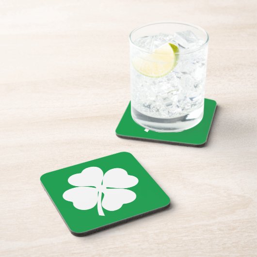 Wit 4 Leaf Shamrock Bier Onderzetter (Rechterzijde)