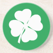 Wit 4 Leaf Shamrock Zandsteen Onderzetter (Voorkant)
