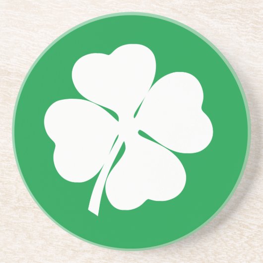 Wit 4 Leaf Shamrock Zandsteen Onderzetter (Voorkant)