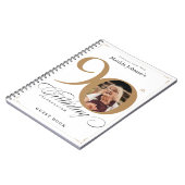 Wit 90e verjaardag Goud Elegant Script Gastenboek Notitieboek (Linkerzijde)