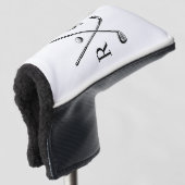 Wit Aangepast Monogram Eenvoudig Minimalistisch Golfheadcover (3/4 voorkant)