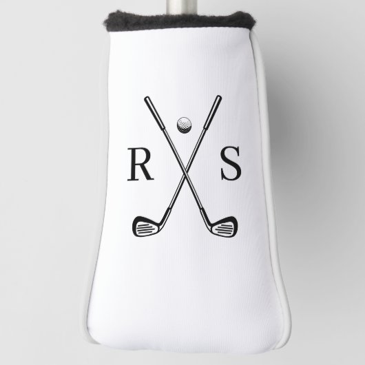 Wit Aangepast Monogram Eenvoudig Minimalistisch Golfheadcover (Draai 90)