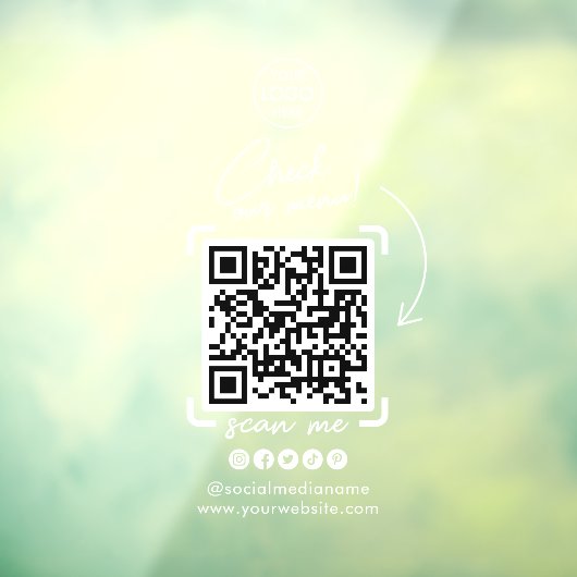 Wit Aangepaste Bedrijf Logo QR Code Social Media Raamsticker (Vel 3)