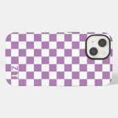 Wit & aangepaste kleur geruit patroon met initiale iPhone hoesje (Achterkant horizontaal)