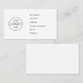 Wit Aangepaste Logo Eenvoudige visitekaartsjabloon Visitekaartje (Voorkant / Achterkant)