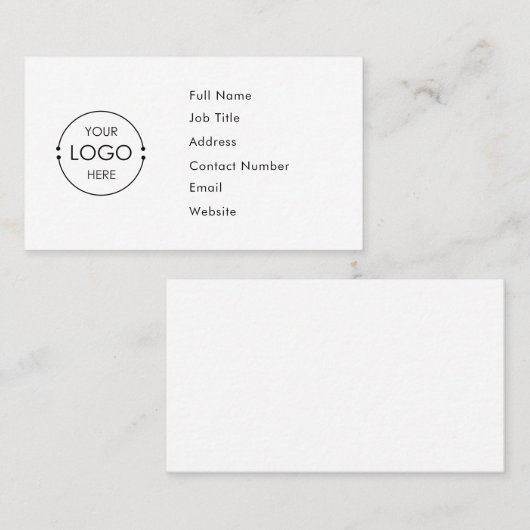 Wit Aangepaste Logo Eenvoudige visitekaartsjabloon Visitekaartje (Voorkant / Achterkant)