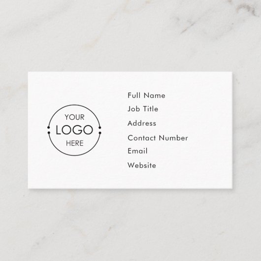 Wit Aangepaste Logo Eenvoudige visitekaartsjabloon Visitekaartje (Voorkant)