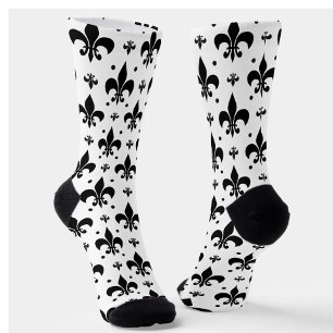 Wit achtergrond Fleur-de-lis patroonontwerp  Sokken