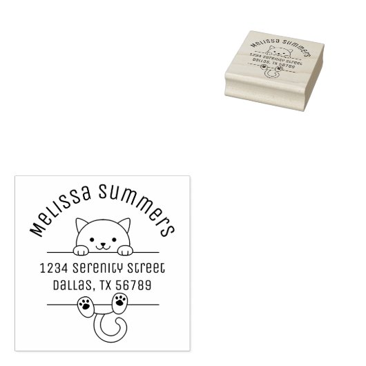 Wit adres katteboog rubberstempel (Gestempeld)