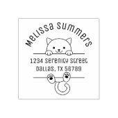 Wit adres katteboog rubberstempel (Afrduk)