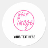 Wit Afbeelding Fotosjabloon Ronde Sticker (Voorkant)