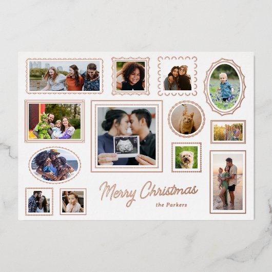 Wit Afbeelding Lijst Galerij Muur Multi-Photo Folie Feestdagenkaart (Voorkant)