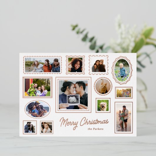 Wit Afbeelding Lijst Galerij Muur Multi-Photo Folie Feestdagenkaart (Staand Voorkant)