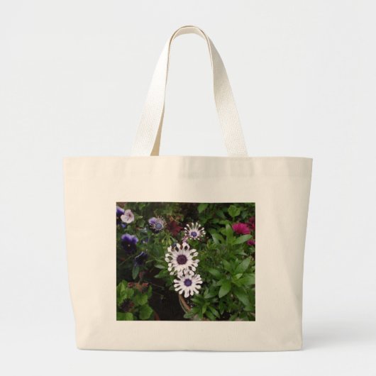 Wit Afrikaanse Madeliefje Grote Tote Bag (Voorkant)