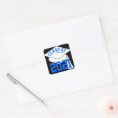 Wit Afstudeerder Pet Blauwe Klasse van 2024 Vierkante Sticker (Envelop)