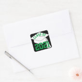 Wit Afstudeerder Pet Groene Klasse van 2024 Vierka Vierkante Sticker (Envelop)