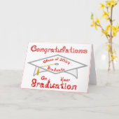 Wit Afstudeerder Pet Rood Afstuderen Klasse 2024 P Kaart (Gele Bloem)