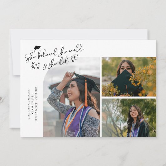 Wit Afstudeerproject Zij Geloofde Multi Foto Aankondiging (Voorkant)