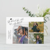 Wit Afstudeerproject Zij Geloofde Multi Foto Aankondiging (Staand voorkant)