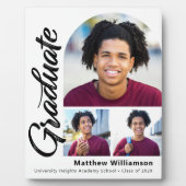 Wit Afstuderen 3 Foto Bold Arch Zwart Script Fotoplaat (Voorkant)