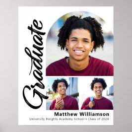 Wit Afstuderen 3 Foto Bold Arch Zwart Script Poster