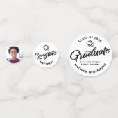 Wit Afstuderen 3 Foto Bold Zwart Script Pet Confetti (Voorkanten)