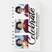 Wit Afstuderen 3 Foto vet Zwart Script Minimaal Spandoek (Verticaal)