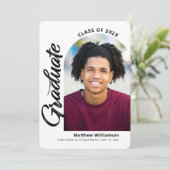 Wit Afstuderen 4 Foto Bold Arch Script Modern Aankondiging (Staand voorkant)