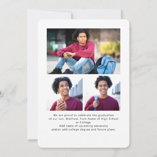 Wit Afstuderen 4 Foto Bold Arch Script Modern Aankondiging (Achterkant)