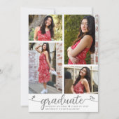 Wit Afstuderen 4 Foto Grijs Kalligrafie Harten Aankondiging (Voorkant)