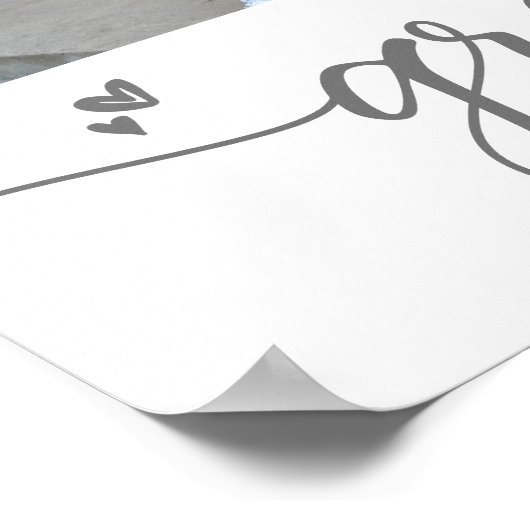 Wit Afstuderen 4 Foto Grijs Script Hearts Girly Poster (Hoek)