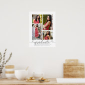 Wit Afstuderen 4 Foto Grijs Script Hearts Girly Poster (Keuken)