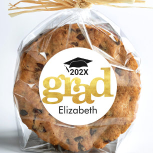 Wit Afstuderen Bold Gold Folie Typografie Modern Ronde Sticker