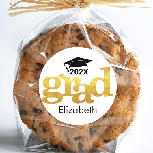 Wit Afstuderen Bold Gold Folie Typografie Modern Ronde Sticker