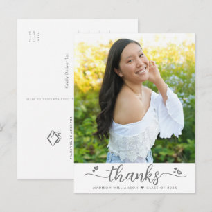Wit Afstuderen fotoscript harten dank u Briefkaart