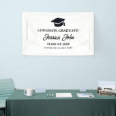Wit afstuderen Gefeliciteerd met je afstuderen Spandoek (Beurs)