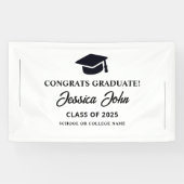 Wit afstuderen Gefeliciteerd met je afstuderen Spandoek (Horizontaal)