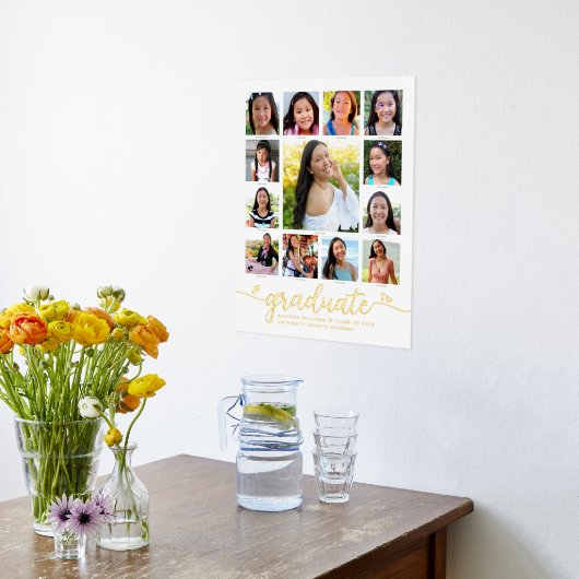 Wit Afstuderen K-12 Fotocollage Script Real Gold Folie Afdrukken (Laag (Keuken))