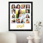 Wit Afstuderen K-12 Fotocollage Vet Echt Goud Folie Afdrukken<br><div class="desc">Wees trots, blij en toon deze mijlpaal van je favoriete afstudeerder. Creëer dit elegante, eenvoudige, moderne, gepersonaliseerde high school afstuderen K - 12 foto collage poster voor een keepasje dat u altijd zult koesteren. Een leuke, speelse visuele weergave van gedurfde, grafische, echte gouden folie typografie, samen met hun naam, klassenjaar,...</div>