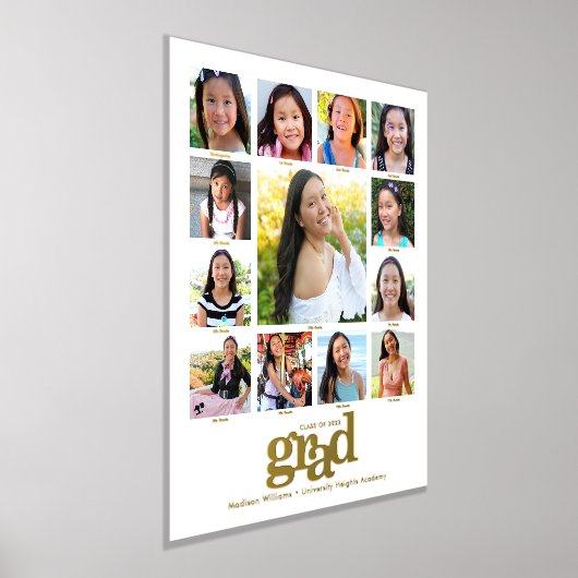 Wit Afstuderen K-12 Fotocollage Vet Echt Goud Folie Afdrukken (Laagn)