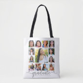 Wit Afstuderen K-12 Script Photo Collage Modern Tote Bag (Voorkant)