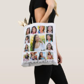 Wit Afstuderen K-12 Script Photo Collage Modern Tote Bag (Dichtbij)