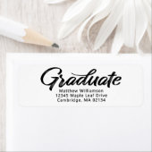 Wit Afstuderen vet zwart script Modern adres Etiket (Insitu)