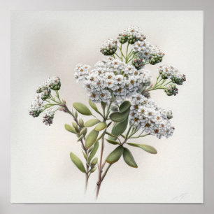 Wit Alyssum Bloemenkunst Print Poster