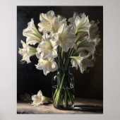 Wit Amaryllis Flowers Art Print Poster (Voorkant)