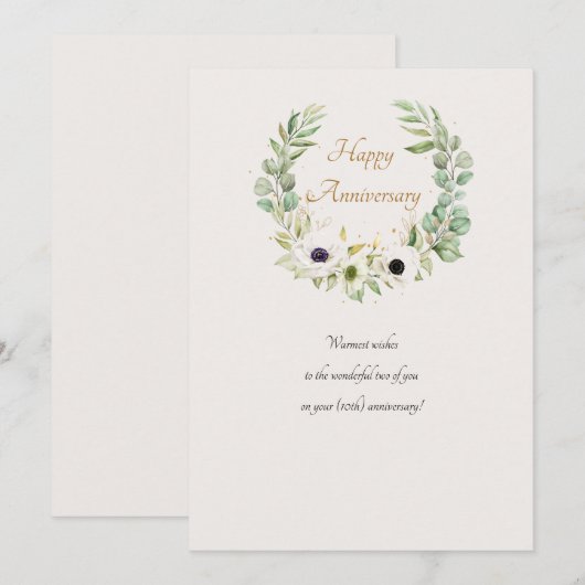 Wit Anemoon Krans Kaart (Voorkant / Achterkant)