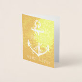  wit anker nautisch huwelijksgoud folie kaarten (Voorkant)