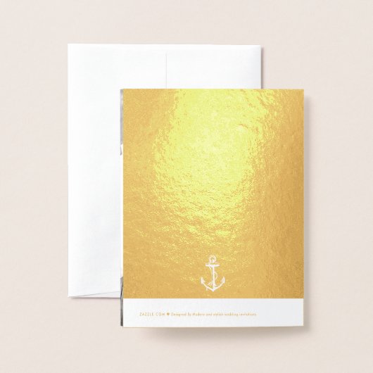  wit anker nautisch huwelijksgoud folie kaarten (Met envelop)